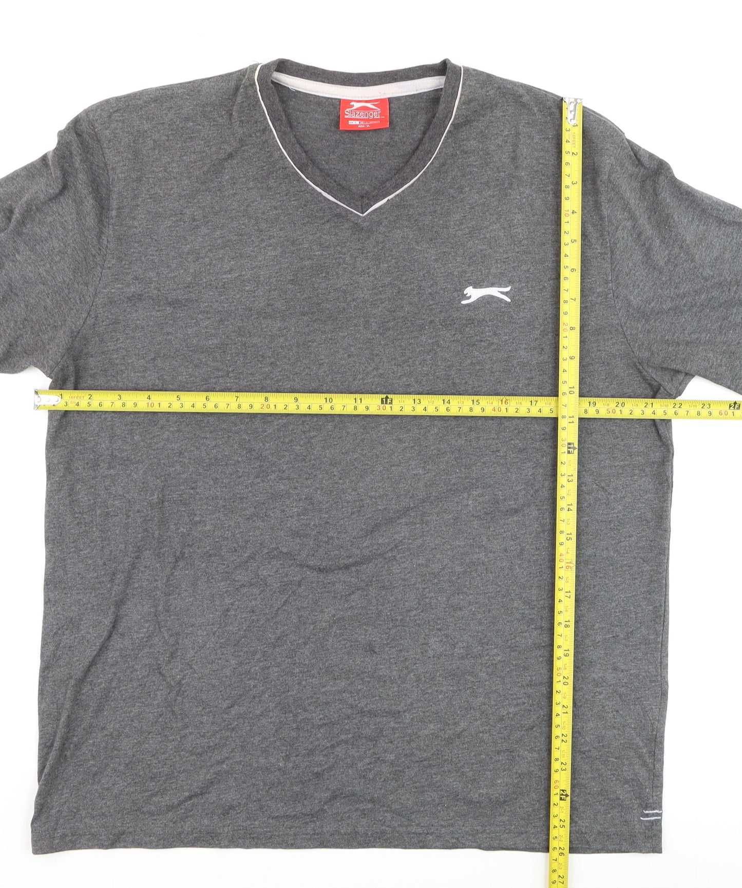 Slazenger Men's Grey V-Neck Short Sleeve T-Shirt Size L