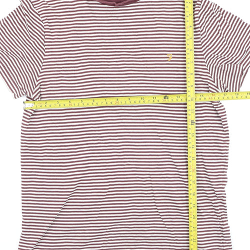Farah Men's Brown White Striped Cotton Crew Neck T-Shirt Size S