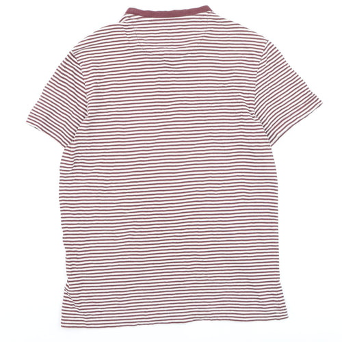 Farah Men's Brown White Striped Cotton Crew Neck T-Shirt Size S