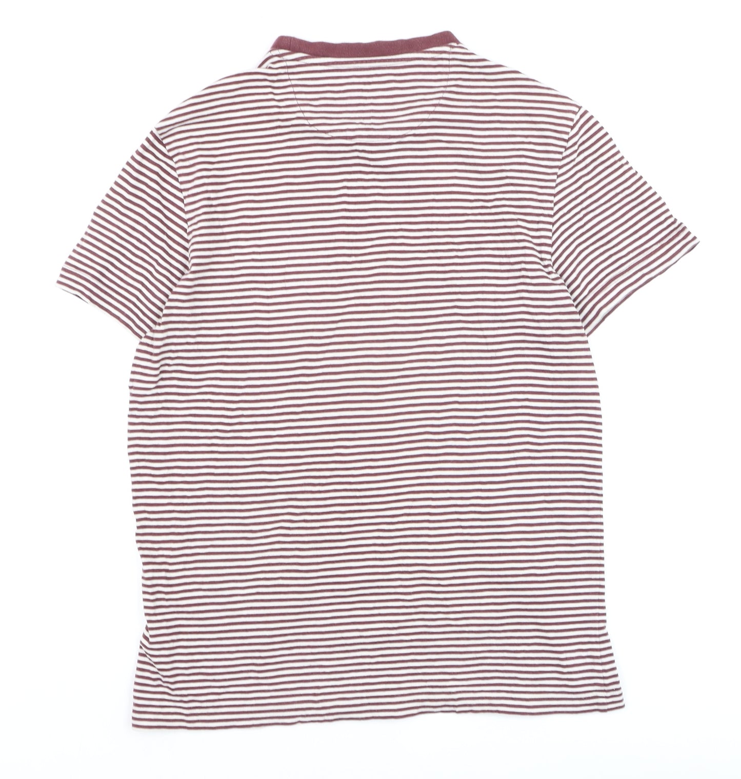 Farah Men's Brown White Striped Cotton Crew Neck T-Shirt Size S
