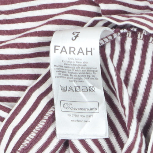 Farah Men's Brown White Striped Cotton Crew Neck T-Shirt Size S
