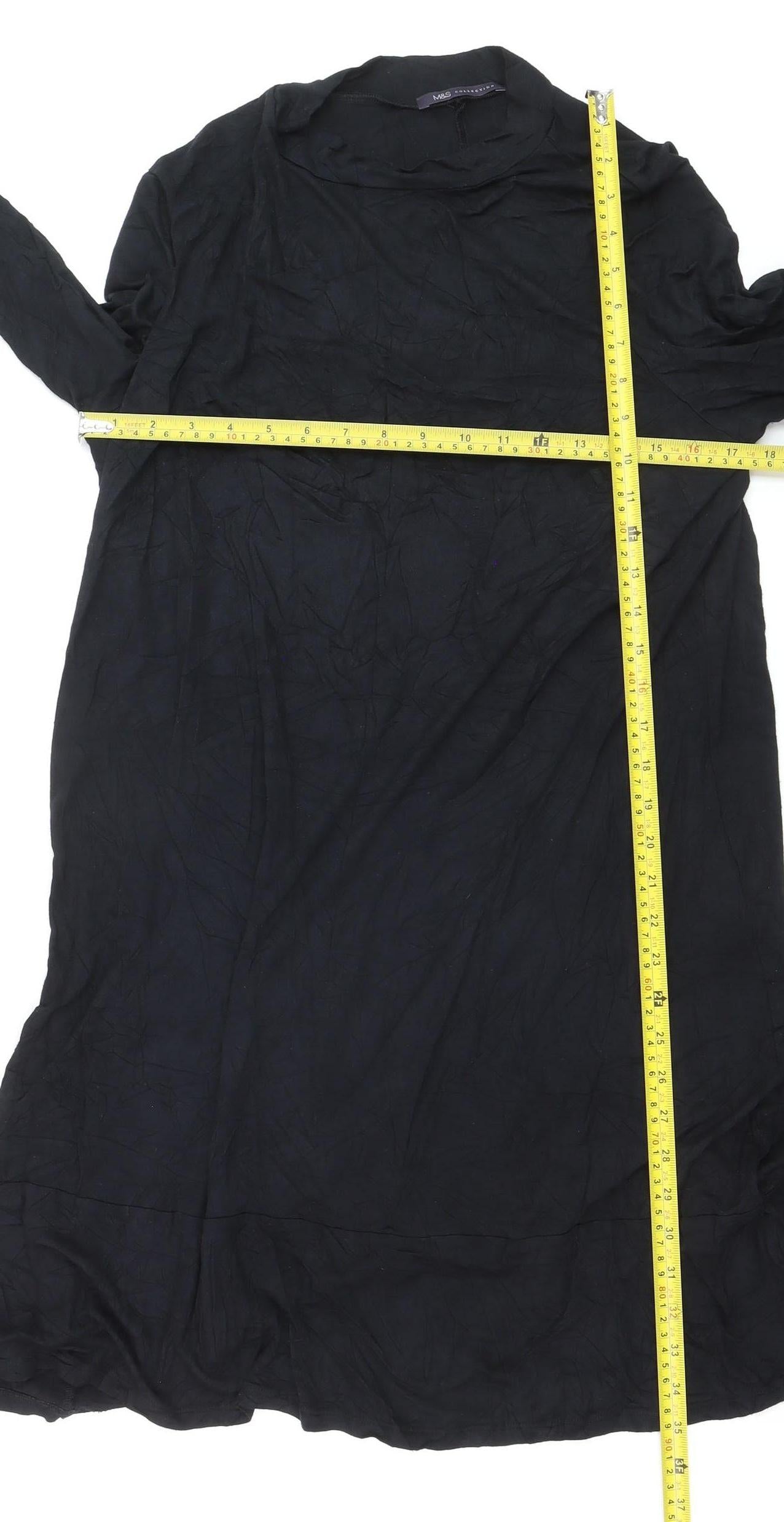 Marks and Spencer Women Black Size 18 High Neck Long Sleeve Tunic Jumper