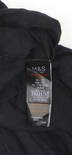 Marks and Spencer Women Black Size 18 High Neck Long Sleeve Tunic Jumper