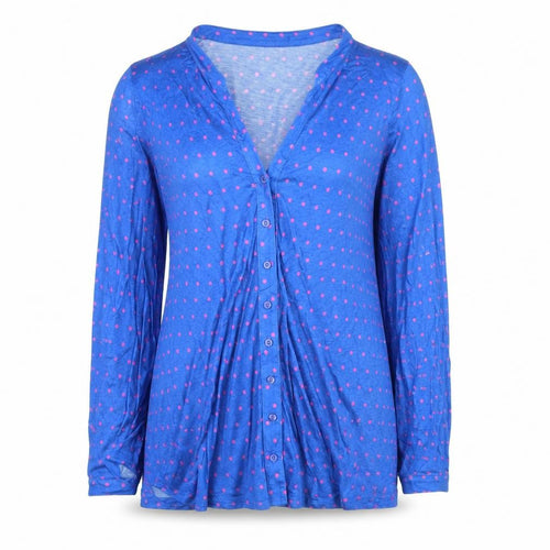 Kettlewell Women Blue Polka Dot V-Neck Cardigan Size M