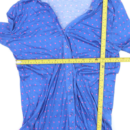 Kettlewell Women Blue Polka Dot V-Neck Cardigan Size M