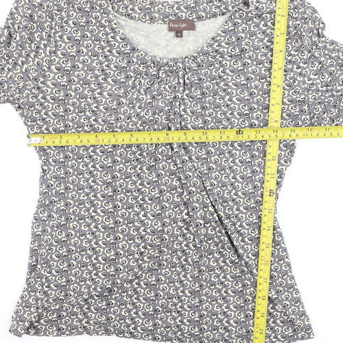 Phase Eight Women's Grey Floral Long Sleeve Tunic Blouse Size 12