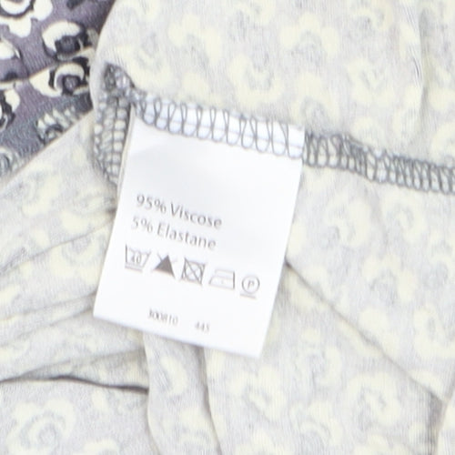 Phase Eight Women's Grey Floral Long Sleeve Tunic Blouse Size 12
