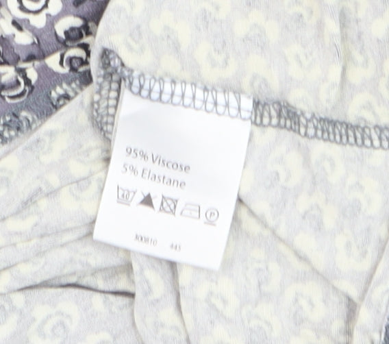 Phase Eight Women's Grey Floral Long Sleeve Tunic Blouse Size 12