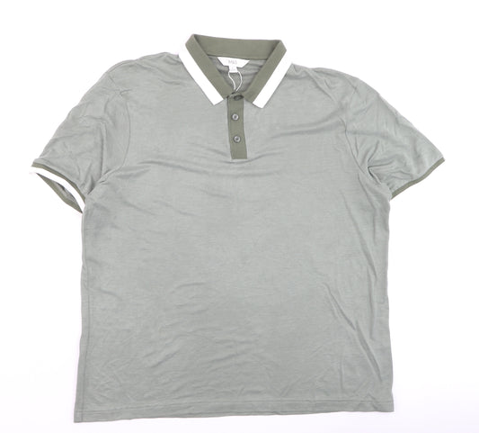 Marks and Spencer Men's Green XL Regular Fit Cotton Polo Shirt