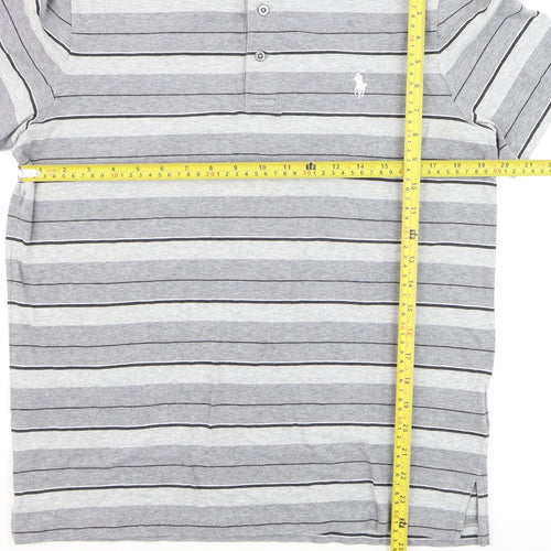 Ralph Lauren Polo Golf Men's Grey Striped M Cotton Elastane Polo Shirt
