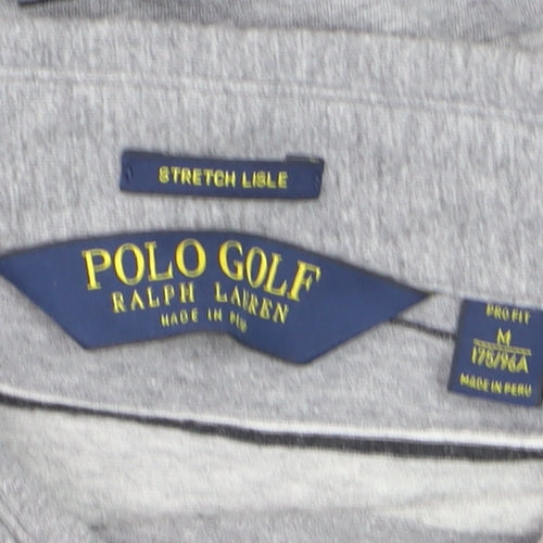 Ralph Lauren Polo Golf Men's Grey Striped M Cotton Elastane Polo Shirt