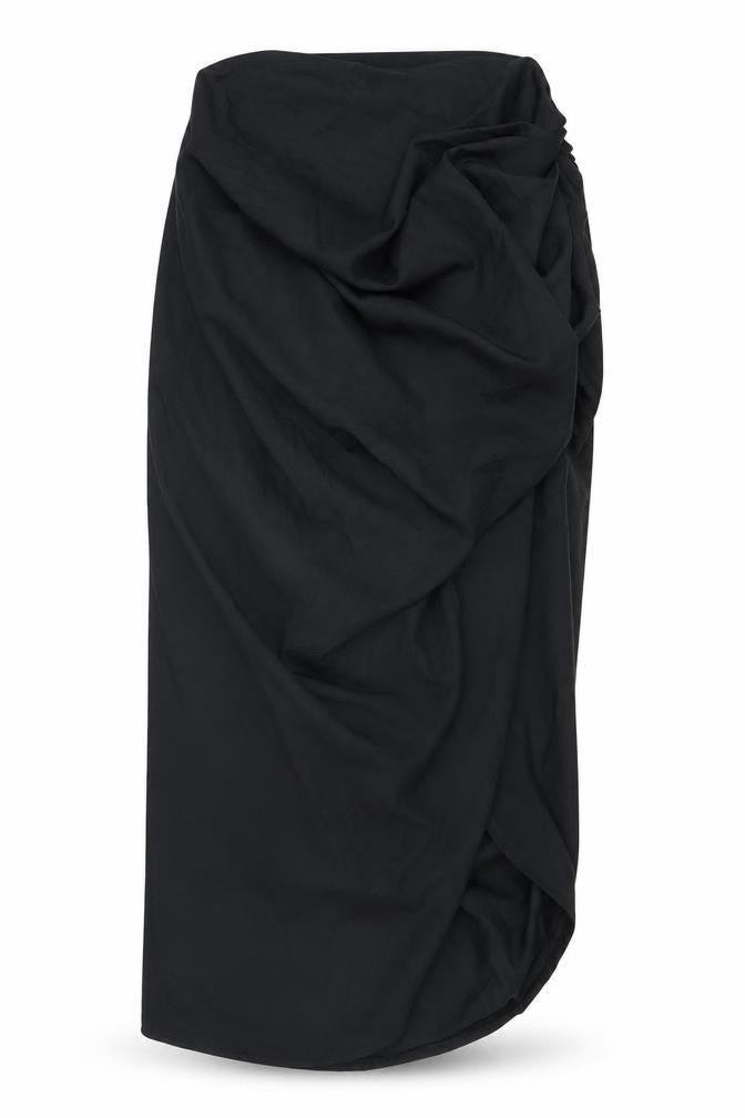 Front view of PRETTYLITTLETHING Women’s Black Wrap Midi Skirt, size UK 8
