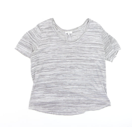 Reiss Women’s Grey Striped Short Sleeve Cotton Blend T-Shirt M