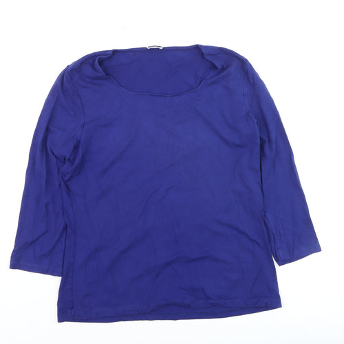 Viyella Women Blue Basic 3/4 Sleeve Stretch T-Shirt L