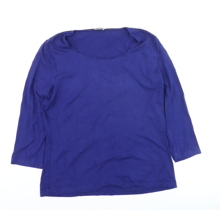 Viyella Women Blue Basic 3/4 Sleeve Stretch T-Shirt L