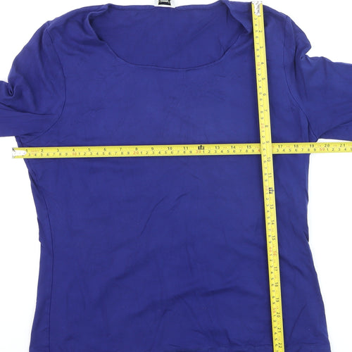 Viyella Women Blue Basic 3/4 Sleeve Stretch T-Shirt L