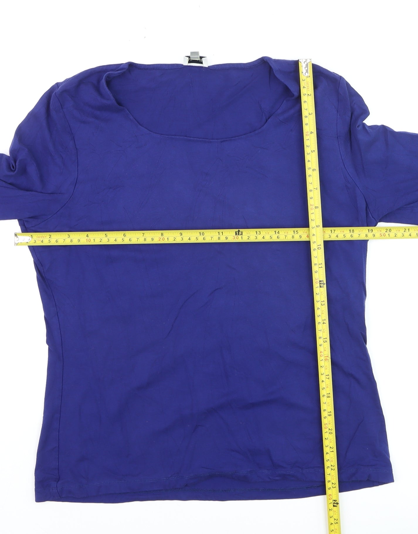 Viyella Women Blue Basic 3/4 Sleeve Stretch T-Shirt L