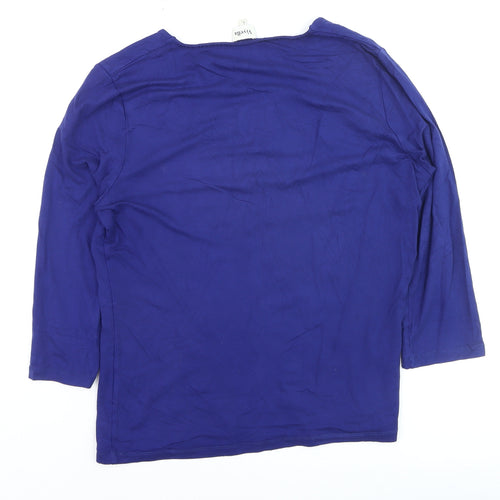 Viyella Women Blue Basic 3/4 Sleeve Stretch T-Shirt L