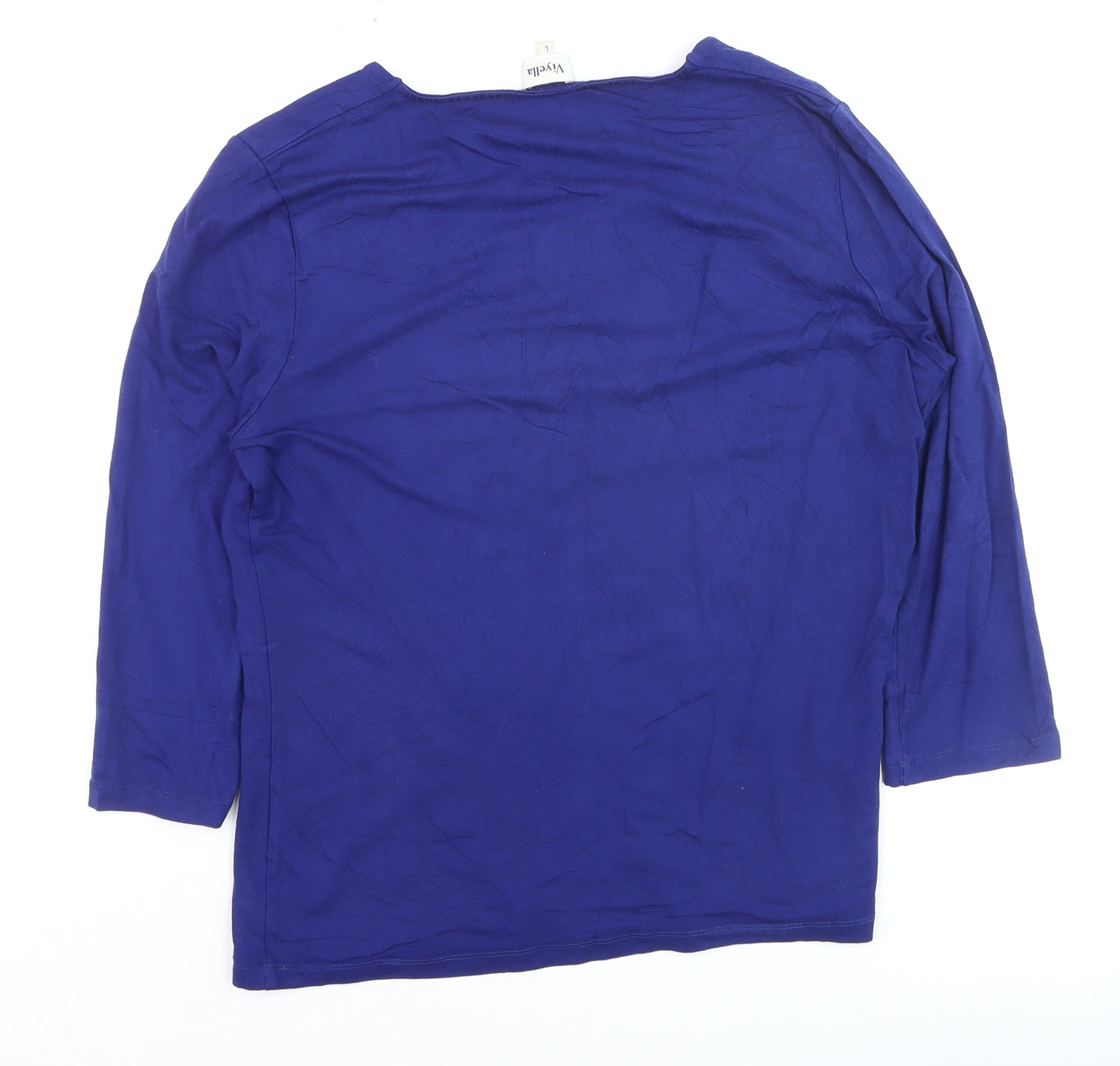 Viyella Women Blue Basic 3/4 Sleeve Stretch T-Shirt L