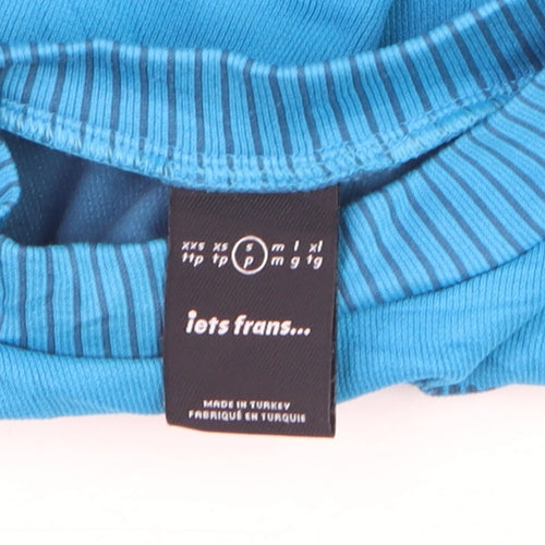 iets frans Blue Long Sleeve Cropped Activewear Top Size S