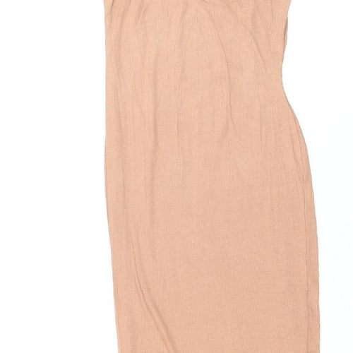 Missguided Women’s Beige Sleeveless Midi Bodycon Dress Size 8