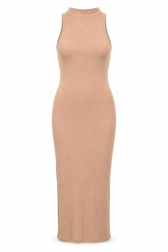 Missguided Women’s Beige Sleeveless Midi Bodycon Dress Size 8