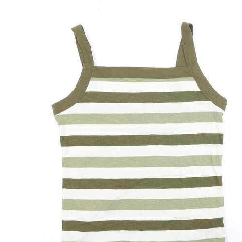 Gap Women’s Green Striped Cotton Tank Top L