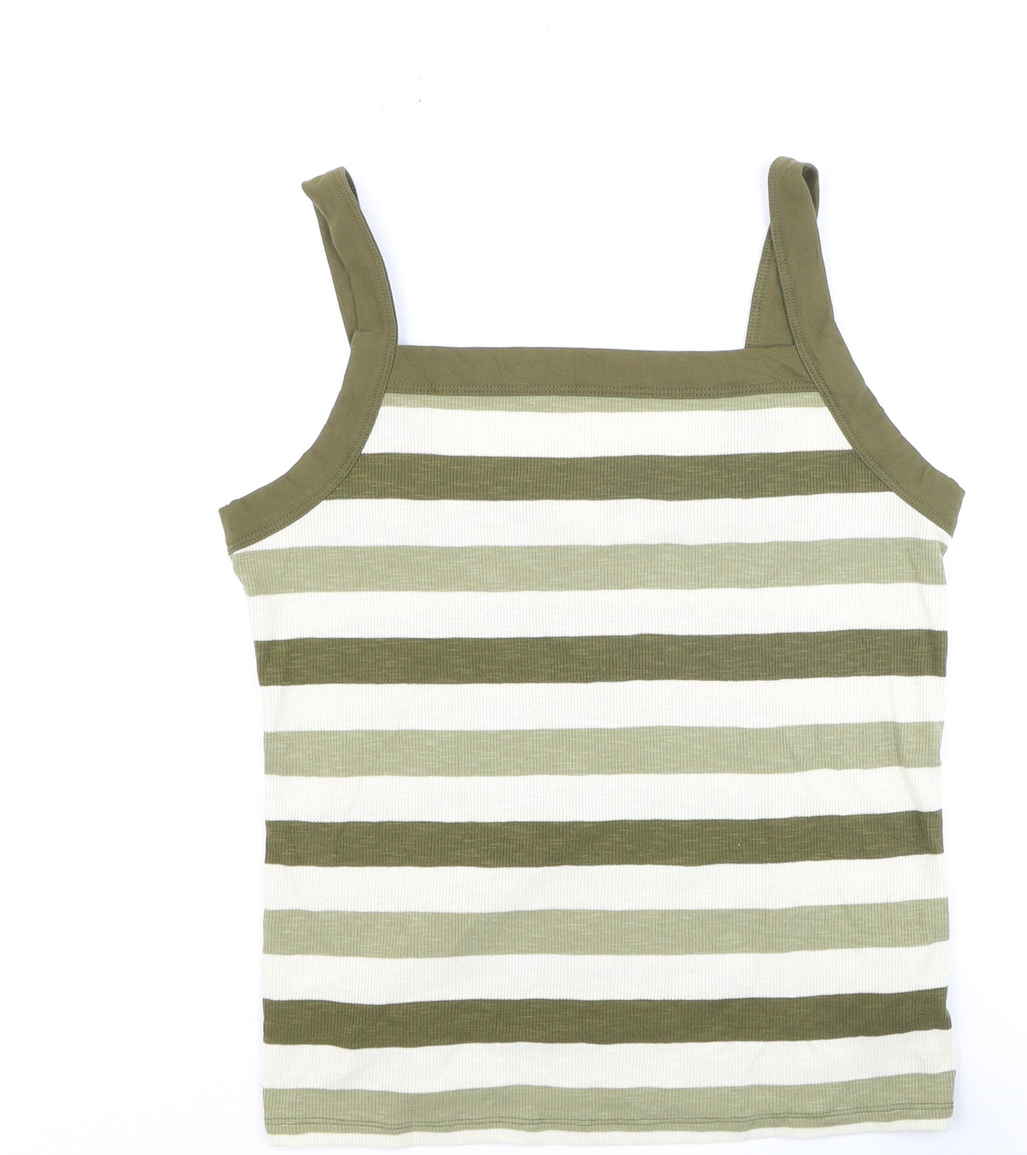 Gap Women’s Green Striped Cotton Tank Top L