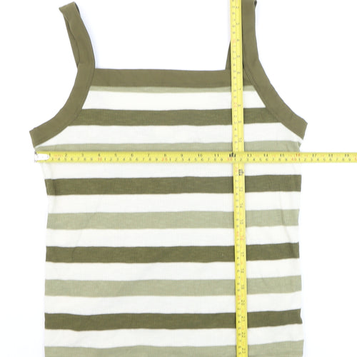 Gap Women’s Green Striped Cotton Tank Top L