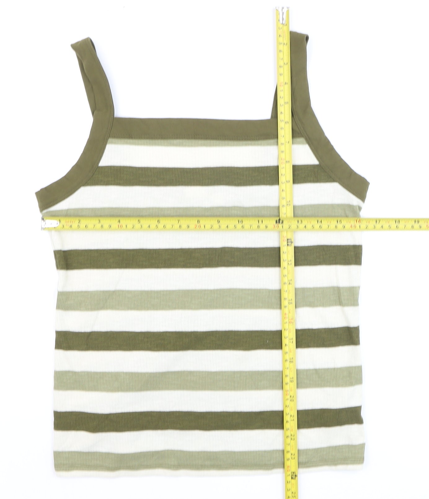 Gap Women’s Green Striped Cotton Tank Top L