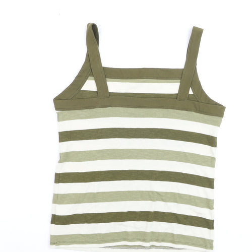 Gap Women’s Green Striped Cotton Tank Top L