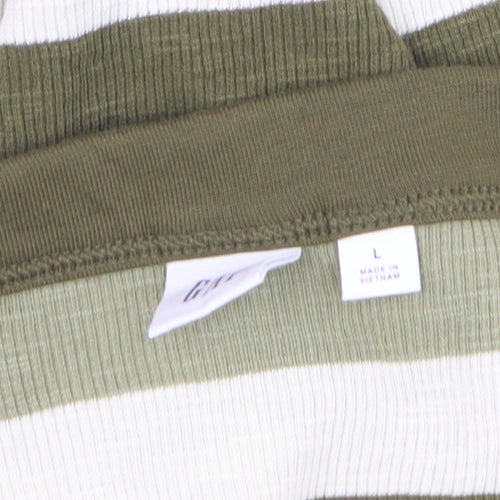Gap Women’s Green Striped Cotton Tank Top L