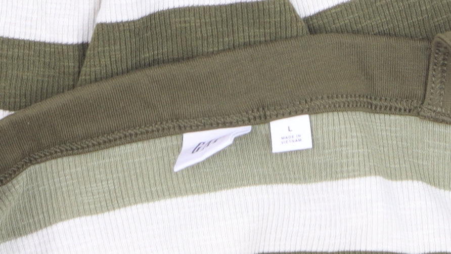 Gap Women’s Green Striped Cotton Tank Top L