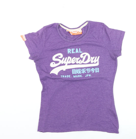 Superdry Women's Purple Short Sleeve Crew Neck T-Shirt Size M