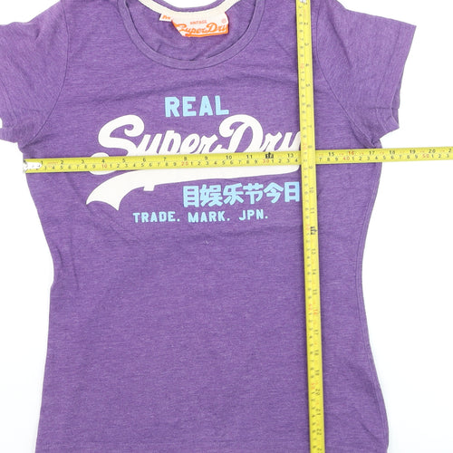 Superdry Women's Purple Short Sleeve Crew Neck T-Shirt Size M