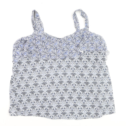 EAST ACE Women's Blue Floral Cotton Ruffle Camisole Top Size S