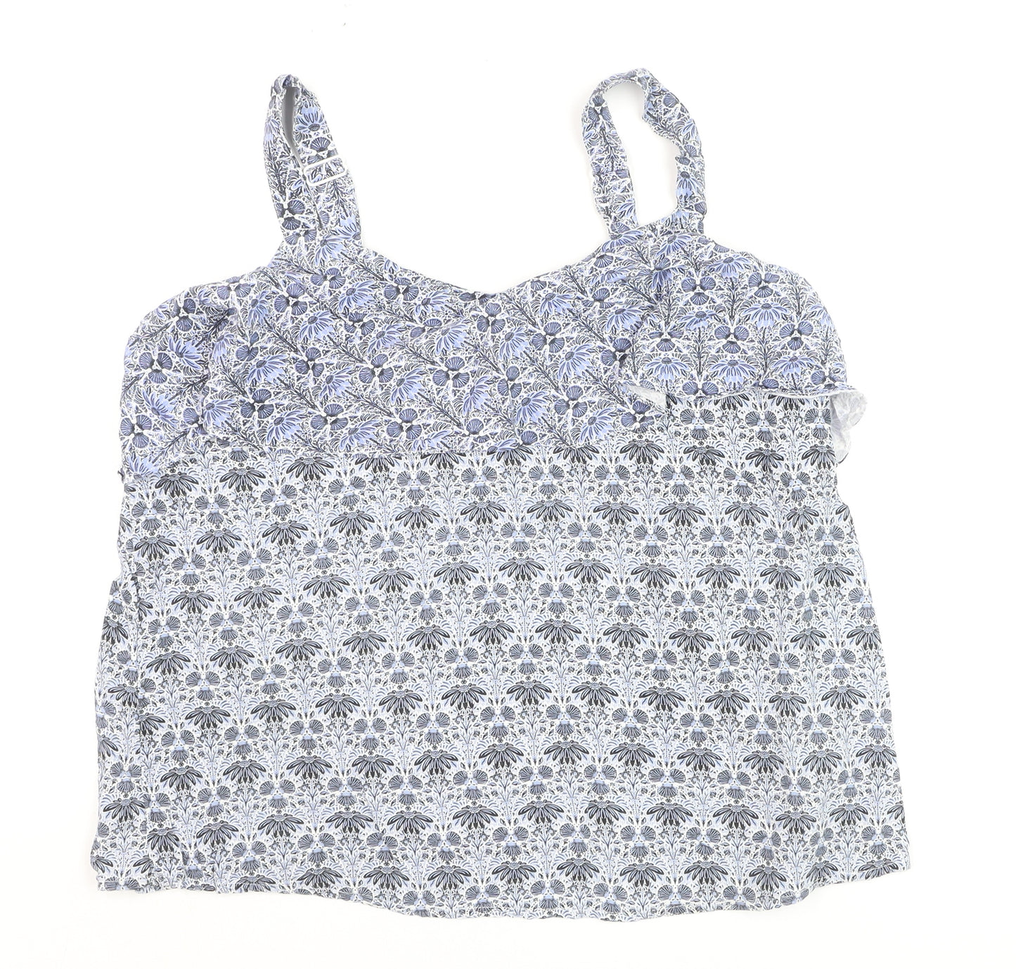 EAST ACE Women's Blue Floral Cotton Ruffle Camisole Top Size S