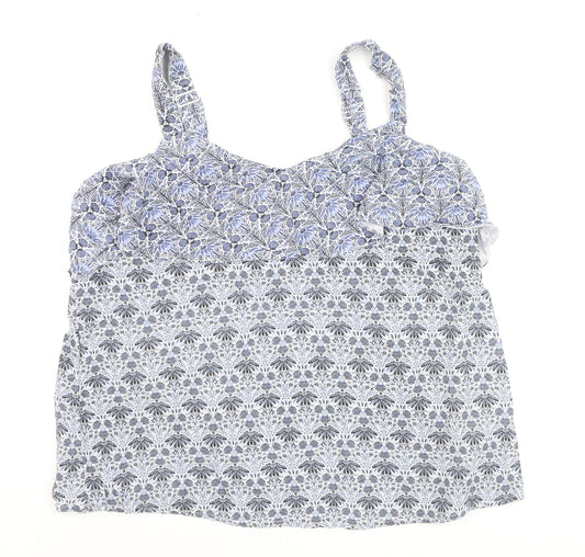 EAST ACE Women's Blue Floral Cotton Ruffle Camisole Top Size S