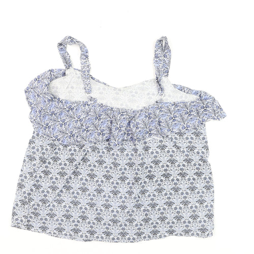 EAST ACE Women's Blue Floral Cotton Ruffle Camisole Top Size S