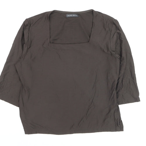ALEX & Co. Women Brown Square Neck 3/4 Sleeve Blouse Size 16