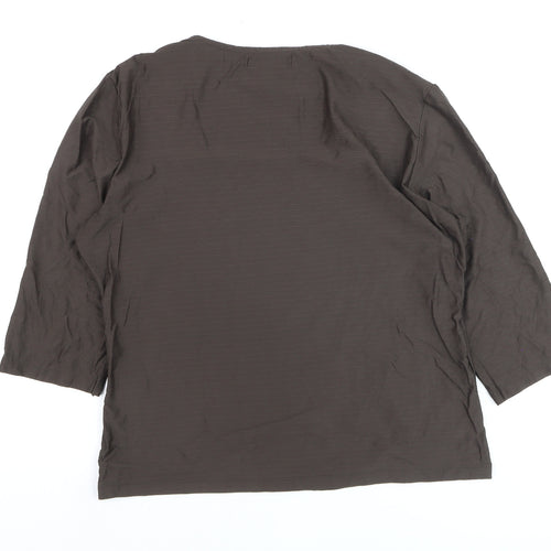 ALEX & Co. Women Brown Square Neck 3/4 Sleeve Blouse Size 16