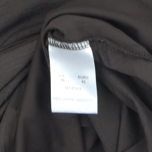 ALEX & Co. Women Brown Square Neck 3/4 Sleeve Blouse Size 16