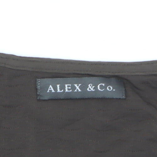 ALEX & Co. Women Brown Square Neck 3/4 Sleeve Blouse Size 16