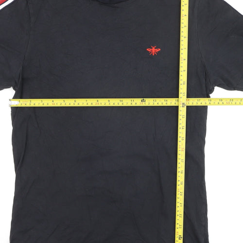 River Island Men's Black Slim Fit Crew Neck Bee Embroidered T-Shirt Size M