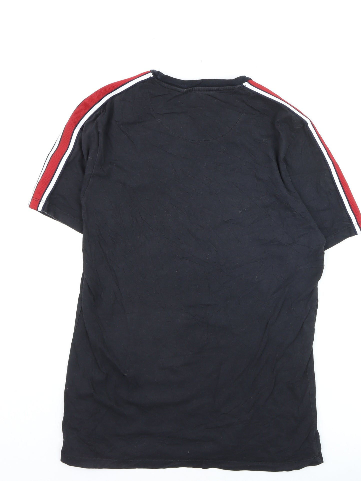River Island Men's Black Slim Fit Crew Neck Bee Embroidered T-Shirt Size M