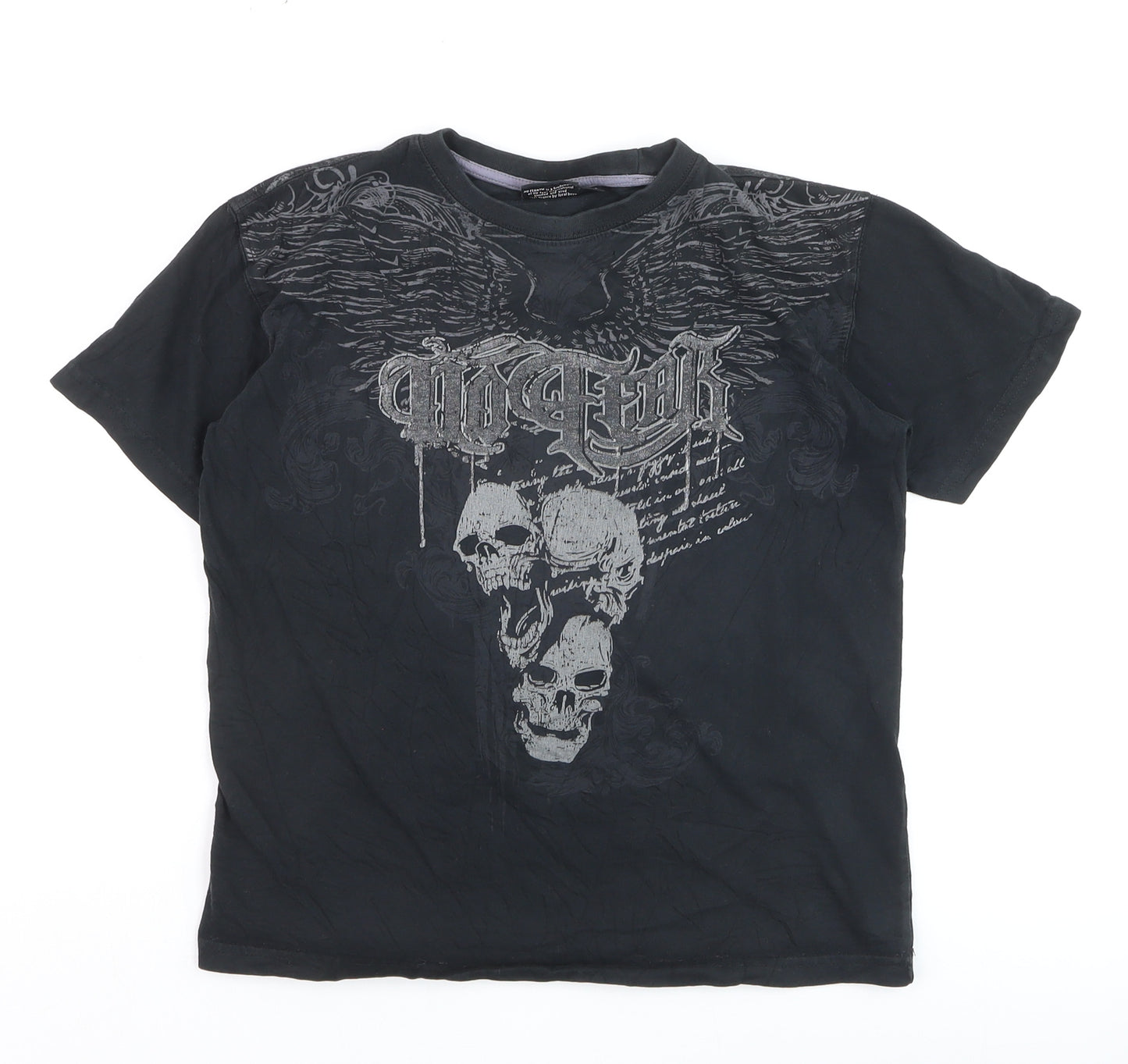 No Fear Boys Black 7-8 Years Skull Graphic Short Sleeve T-Shirt