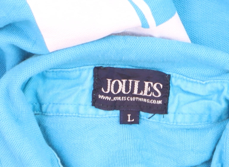 Joules Boys Blue Polo Shirt L Collared Short Sleeve Cotton Sports Top
