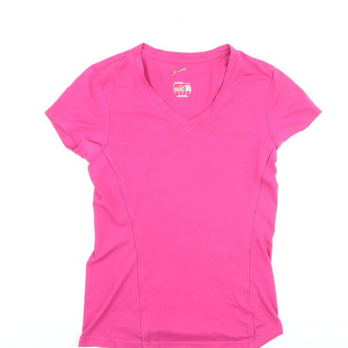Puma Women's Pink V-Neck Slim Fit Sportstyle T-Shirt Size S