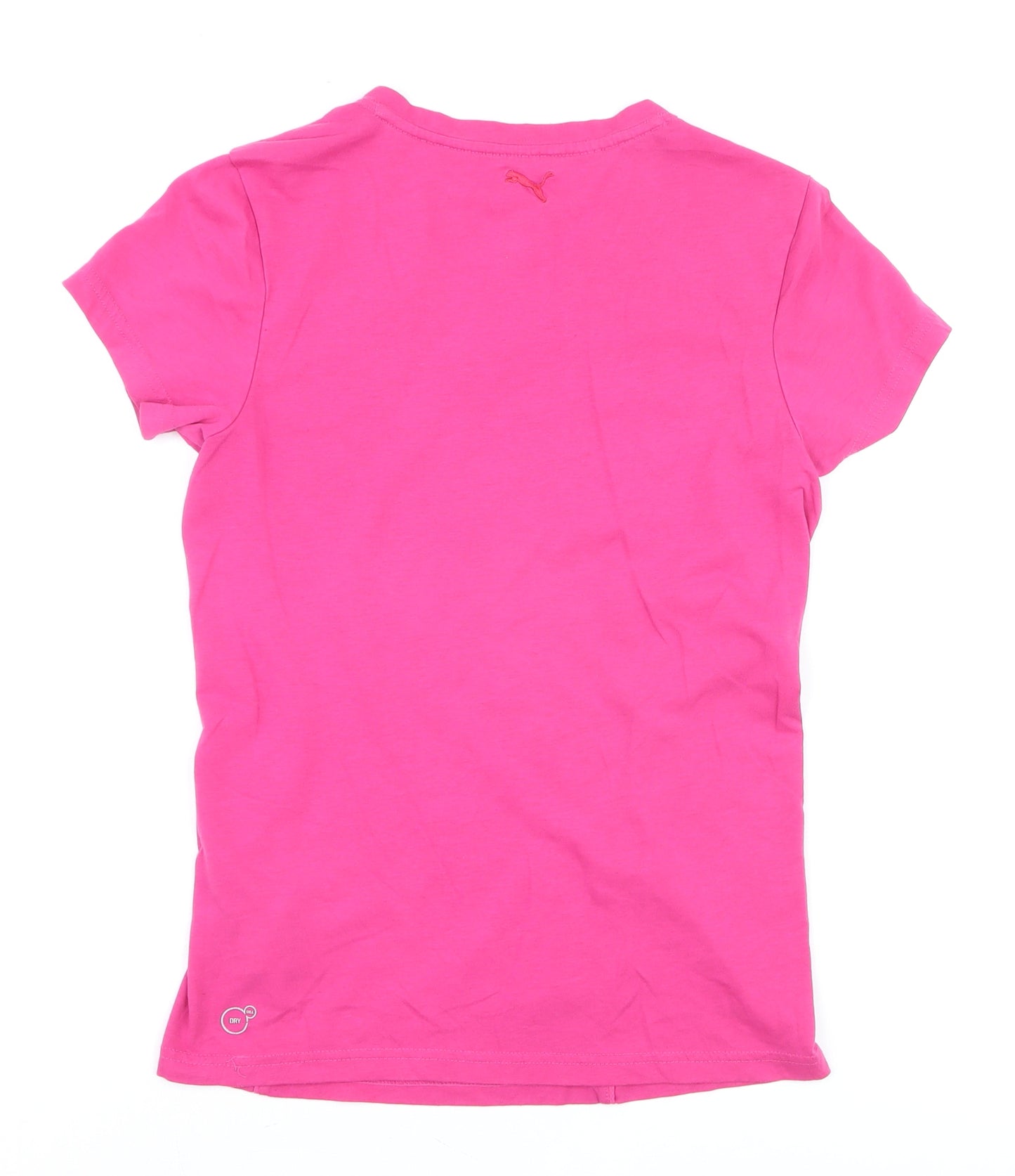 Puma Women's Pink V-Neck Slim Fit Sportstyle T-Shirt Size S