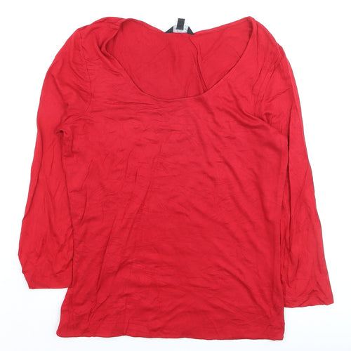 Hobbs Women’s Red 3/4 Sleeve Scoop Neck Stretch Top S